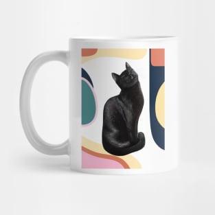 Black cat on modern background Mug